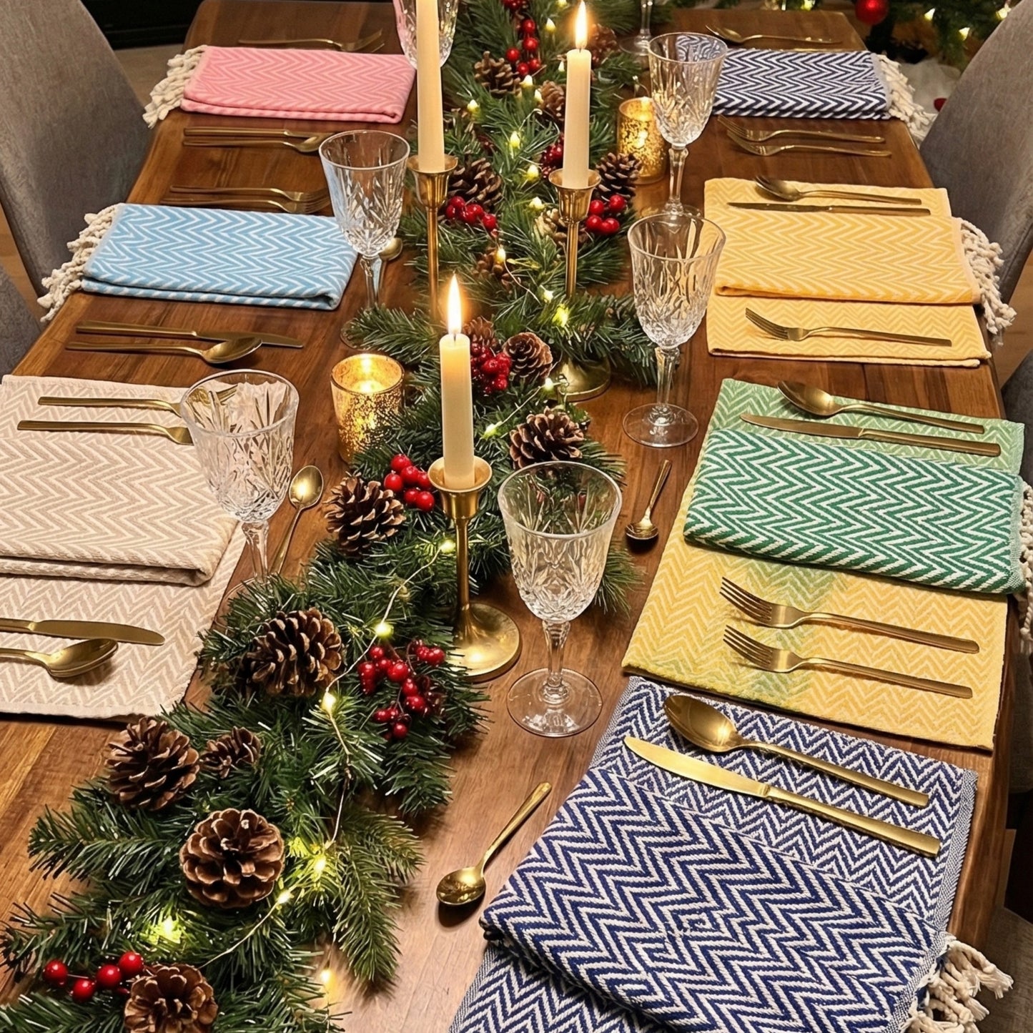 Zigzag Design Turkish Hand Towel Handwoven, Natural Cotton, Sustainable Anatolian Craft