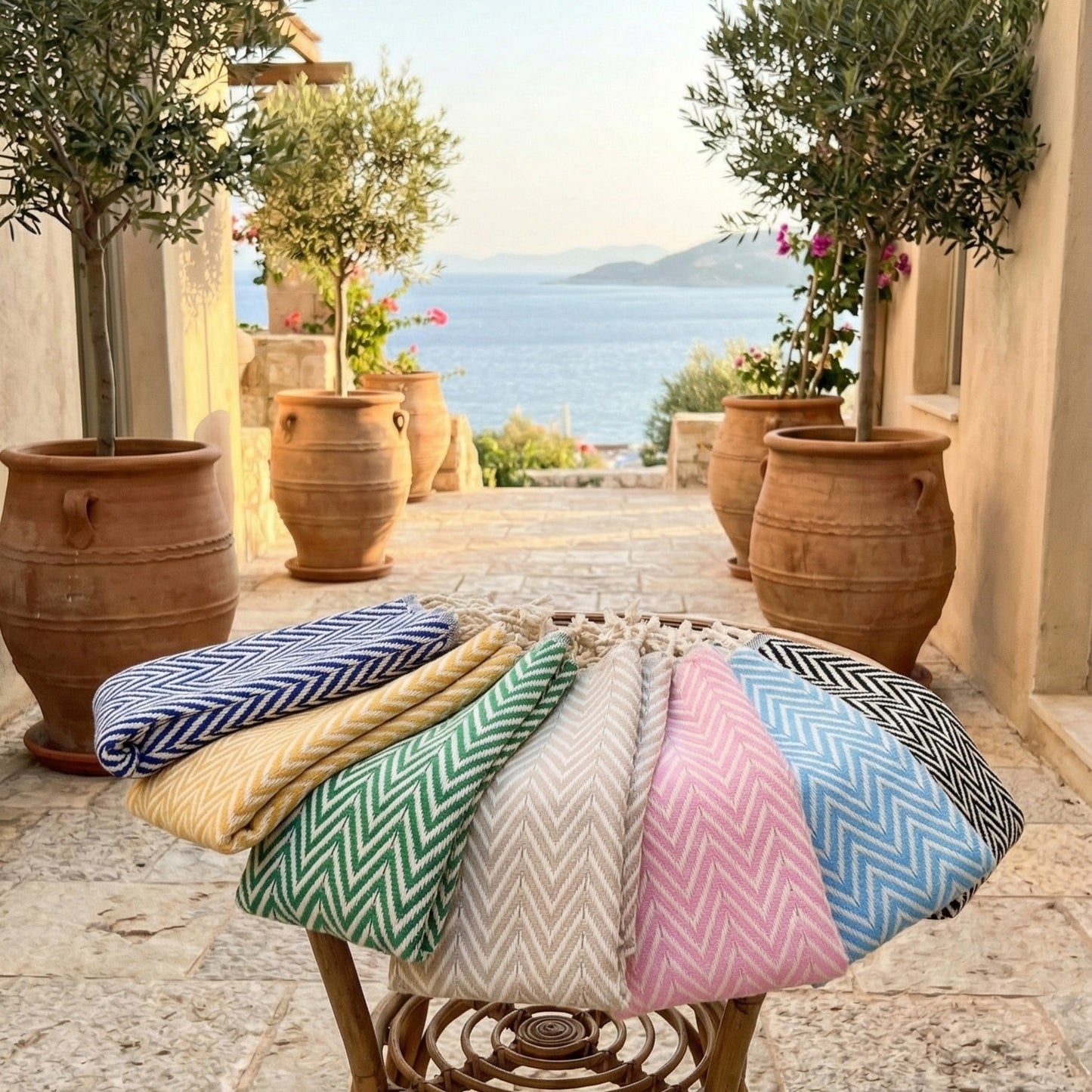 Zigzag Design Turkish Hand Towel Handwoven, Natural Cotton, Sustainable Anatolian Craft