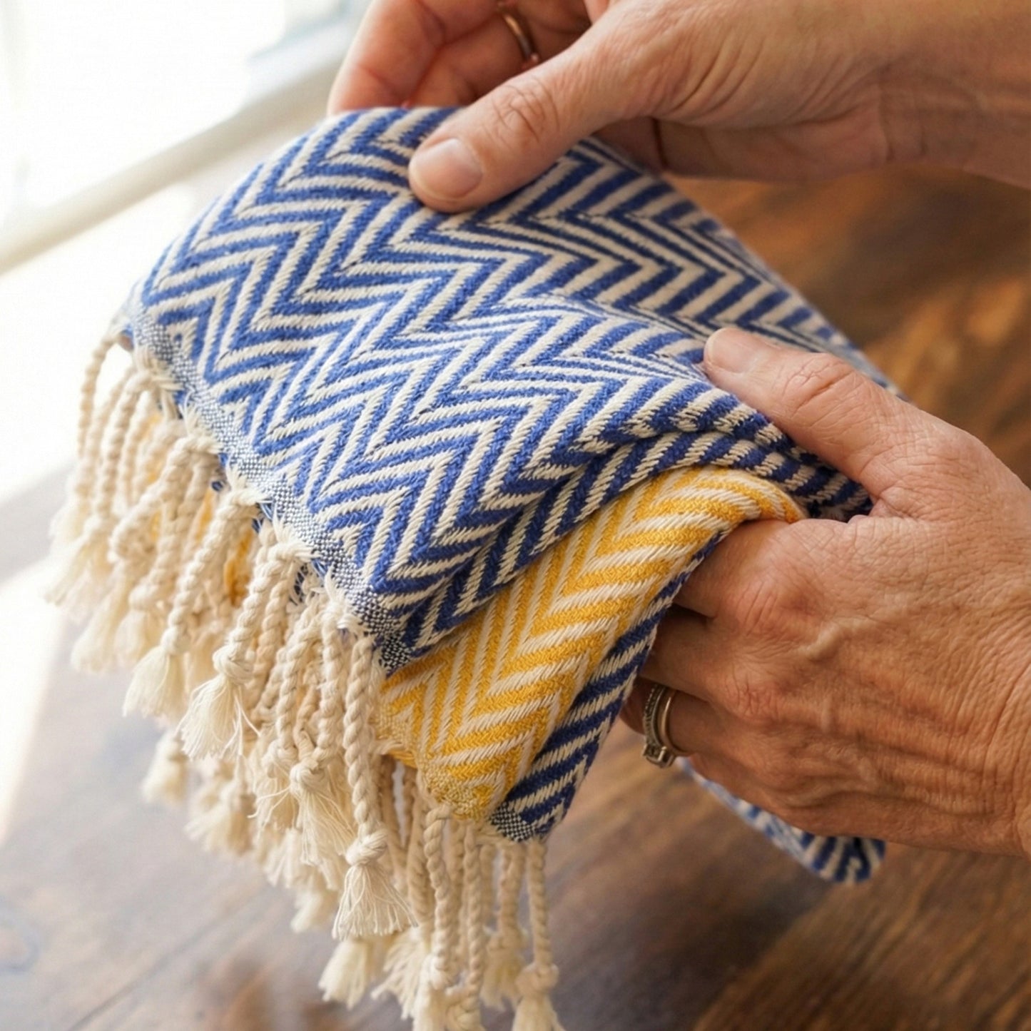 Zigzag Design Turkish Hand Towel Handwoven, Natural Cotton, Sustainable Anatolian Craft