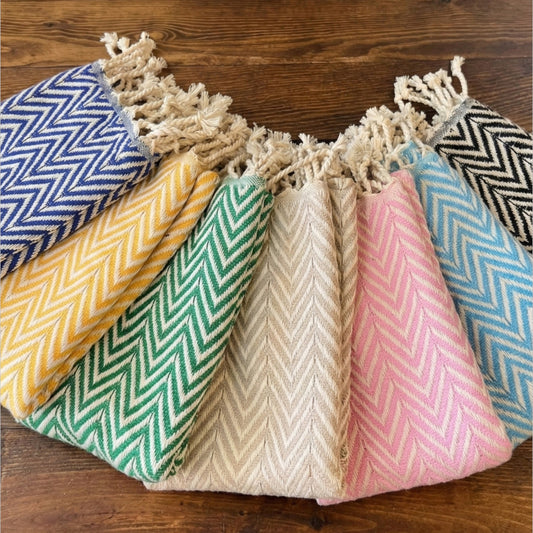 Zigzag Design Turkish Hand Towel Handwoven, Natural Cotton, Sustainable Anatolian Craft