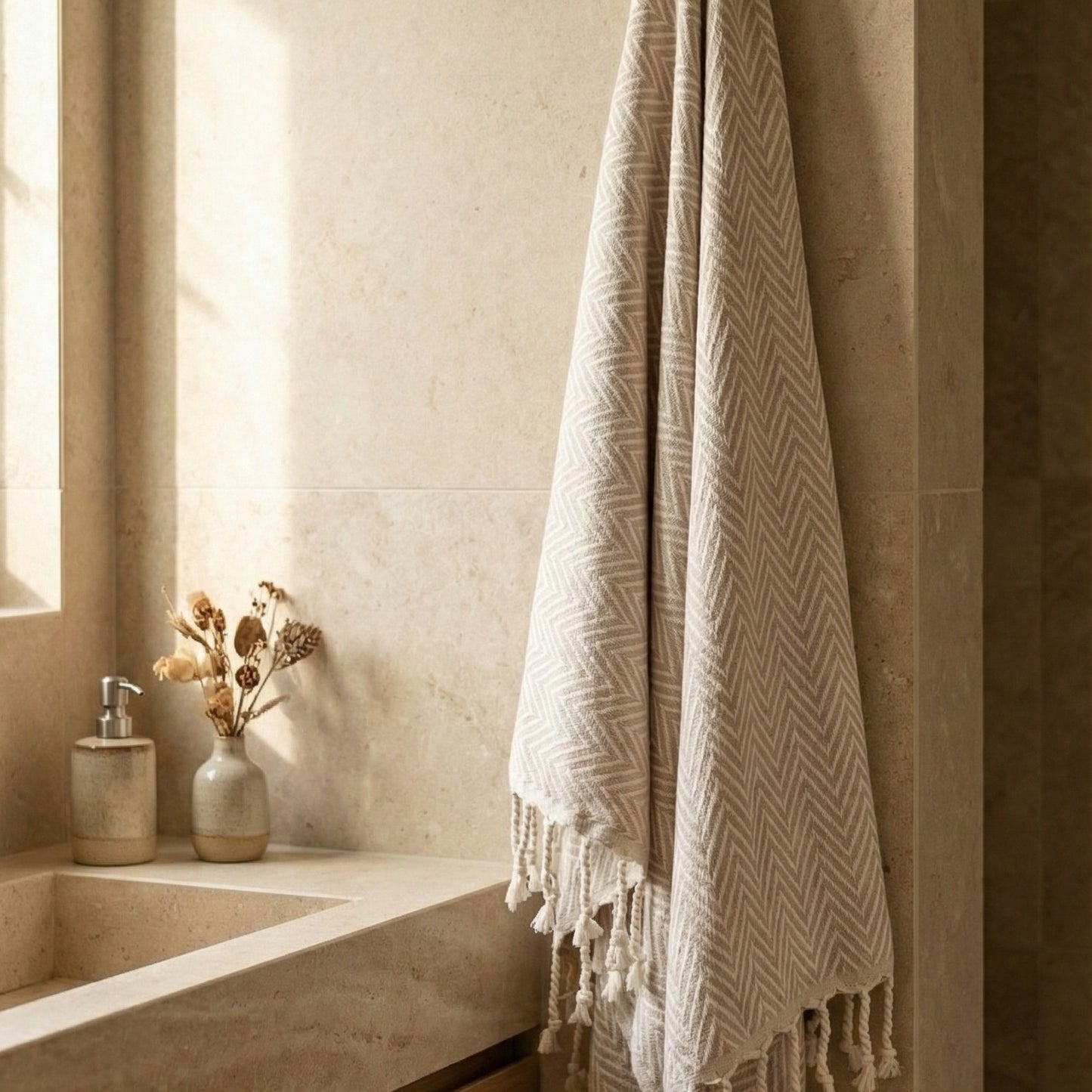 Zigzag Design Turkish Hand Towel Handwoven, Natural Cotton, Sustainable Anatolian Craft