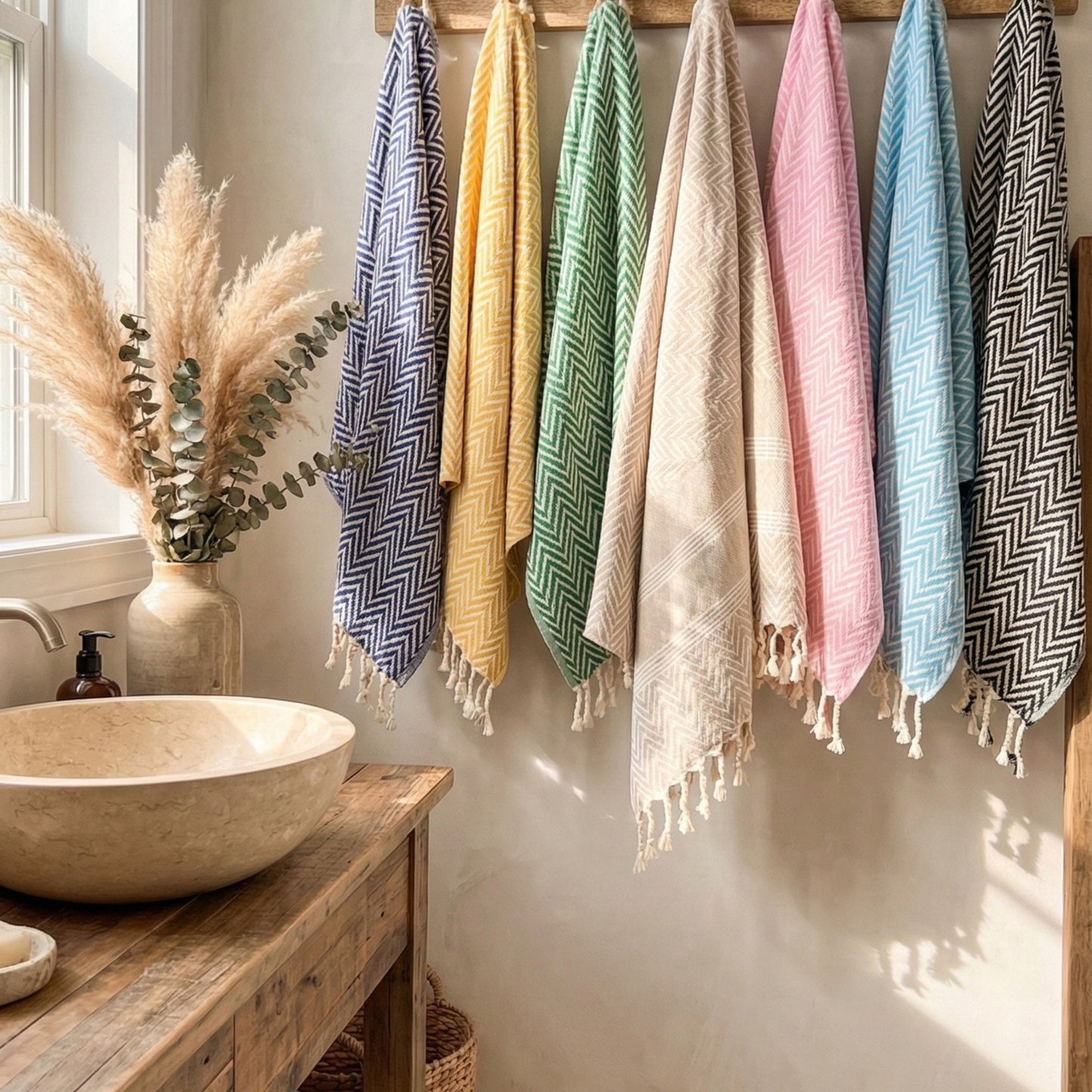 Zigzag Design Turkish Hand Towel Handwoven, Natural Cotton, Sustainable Anatolian Craft