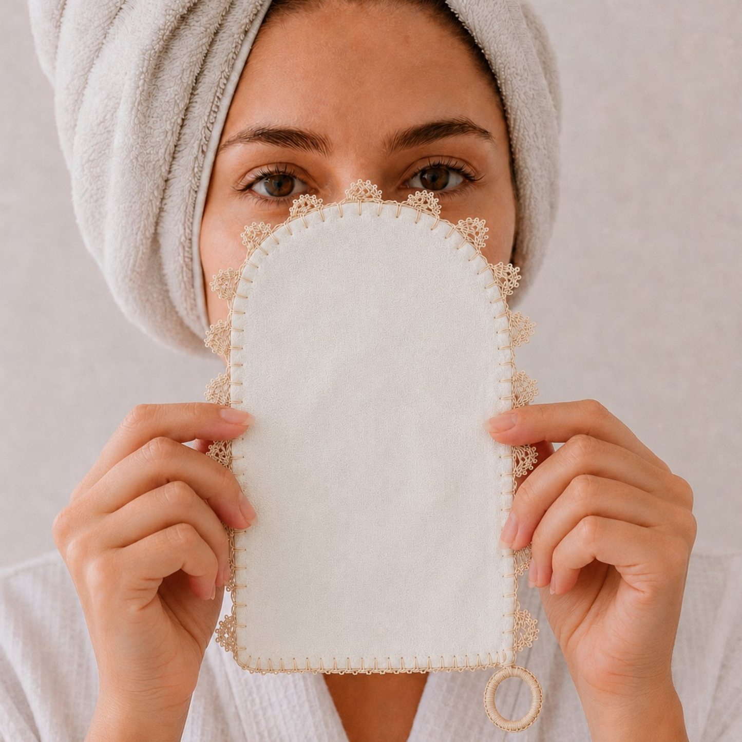 Crepe Silk Glow Turkish Bath Exfoliator Gloves