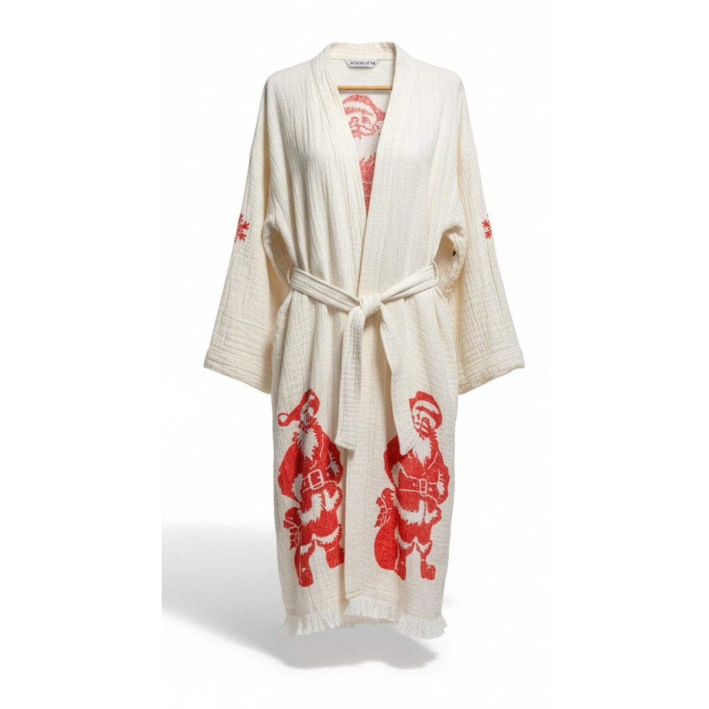 Christmas Design Kimono Robe - Hand Made & Hand Print