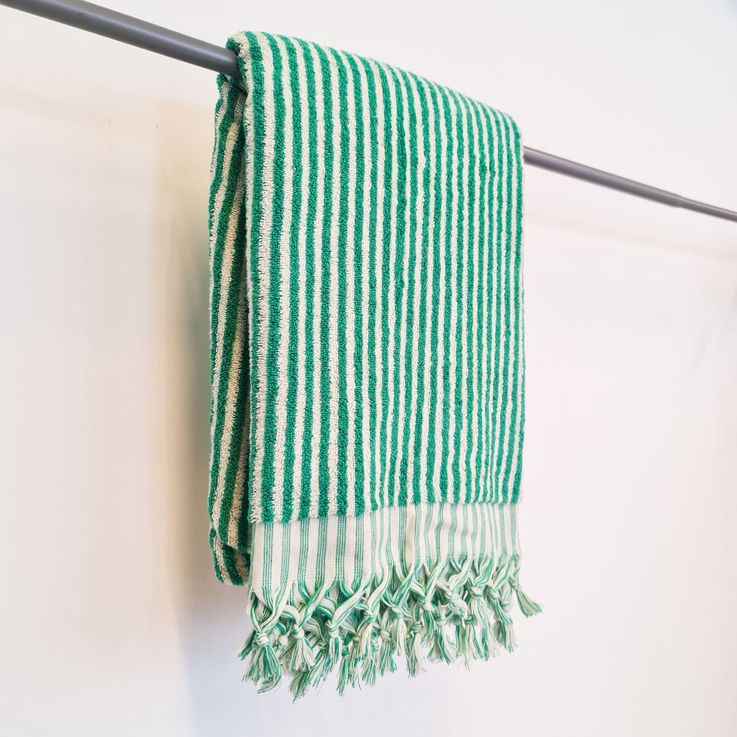 Turkish Hammam Bath Terry Towels Green Stripe