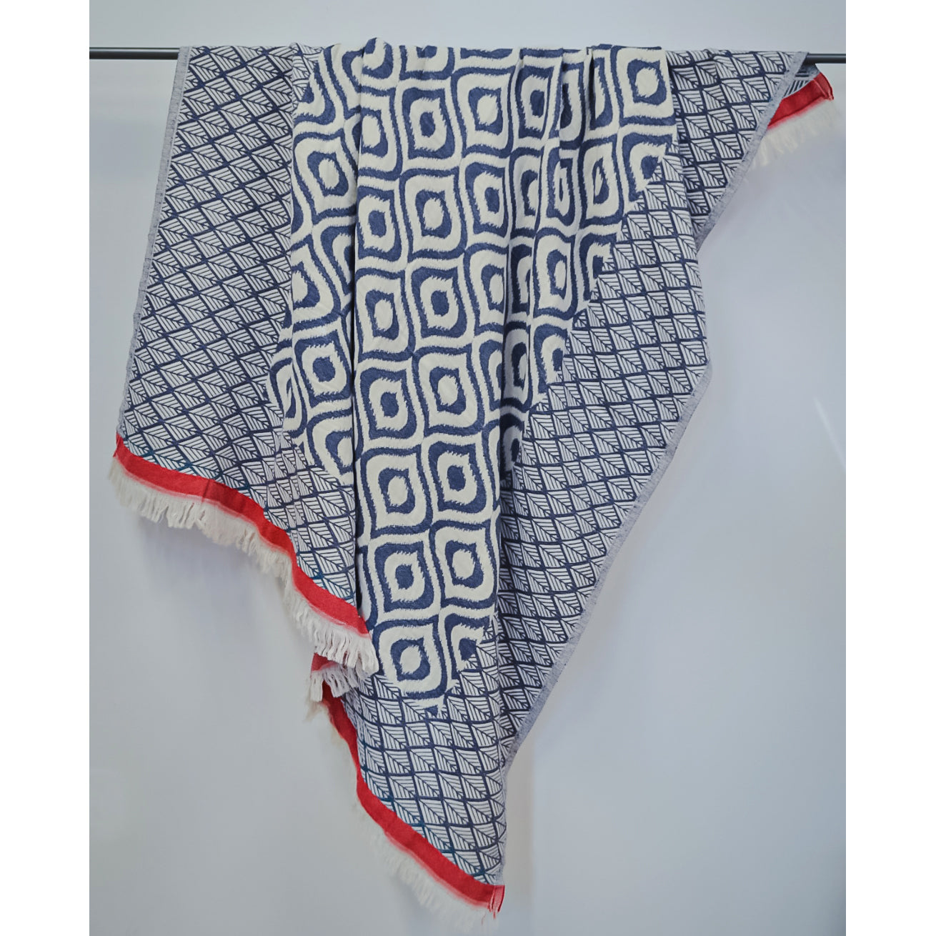 Ikat Design Turkish Towel Throw Blanket Blue