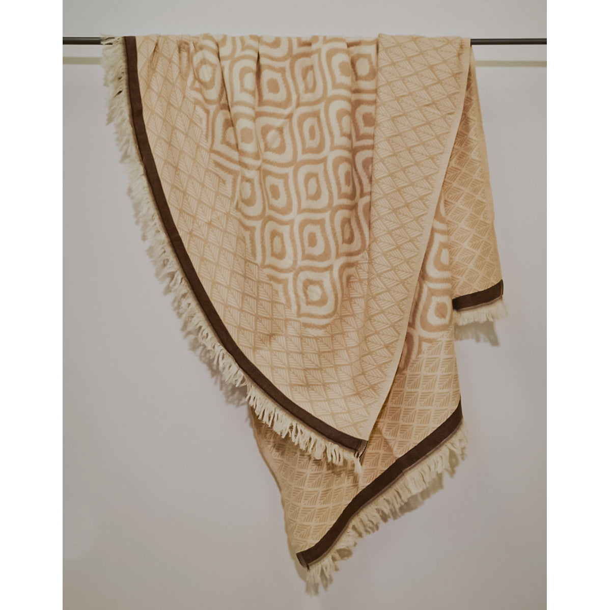 Ikat Design Turkish Towel Throw Blanket Brown