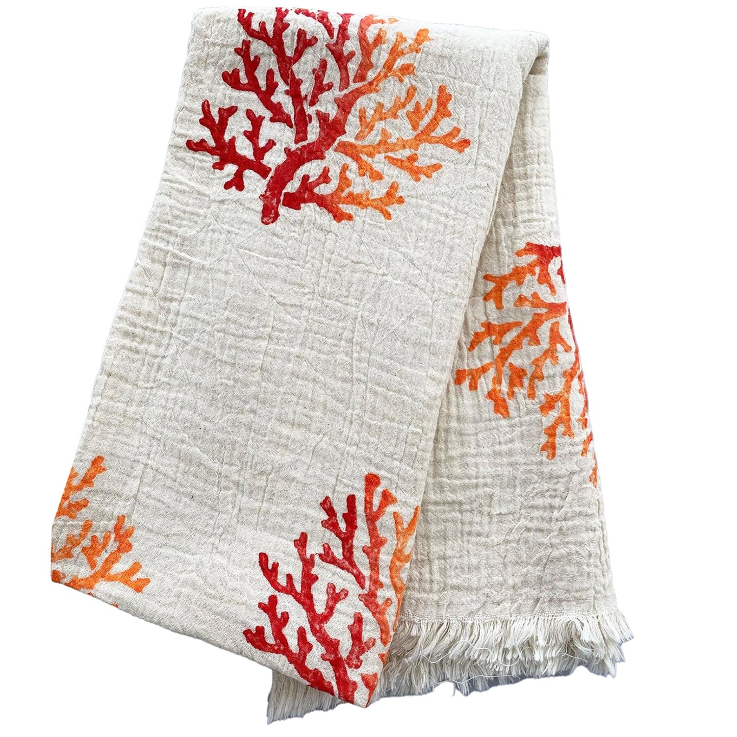Hand Print 3D Coral Design Turkish Towel Pestemal