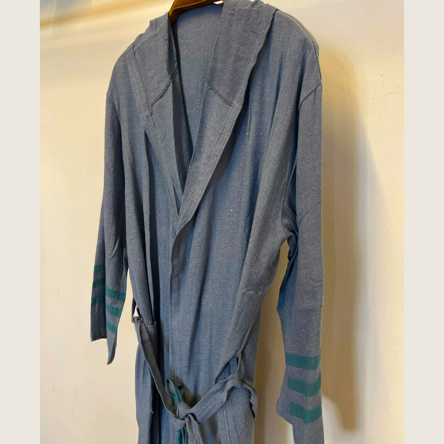 Hand-Woven Pure Silk Turkish Towel Bathrobe Blue