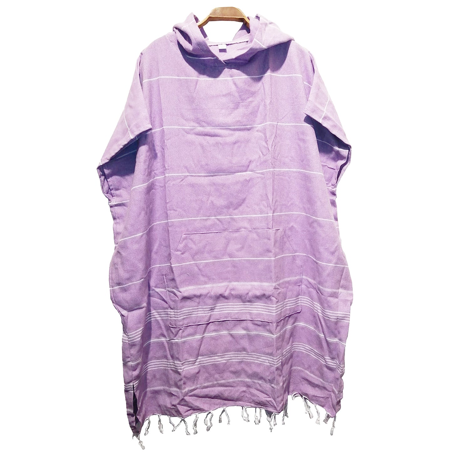 Hand Woven Turkish Towel Hooded Poncho Lilac