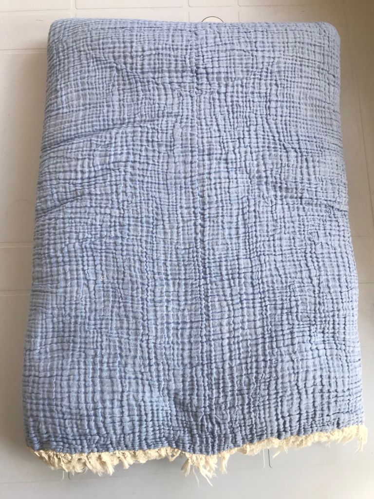 Natural Cotton Muslin Bed Cover - Blanket