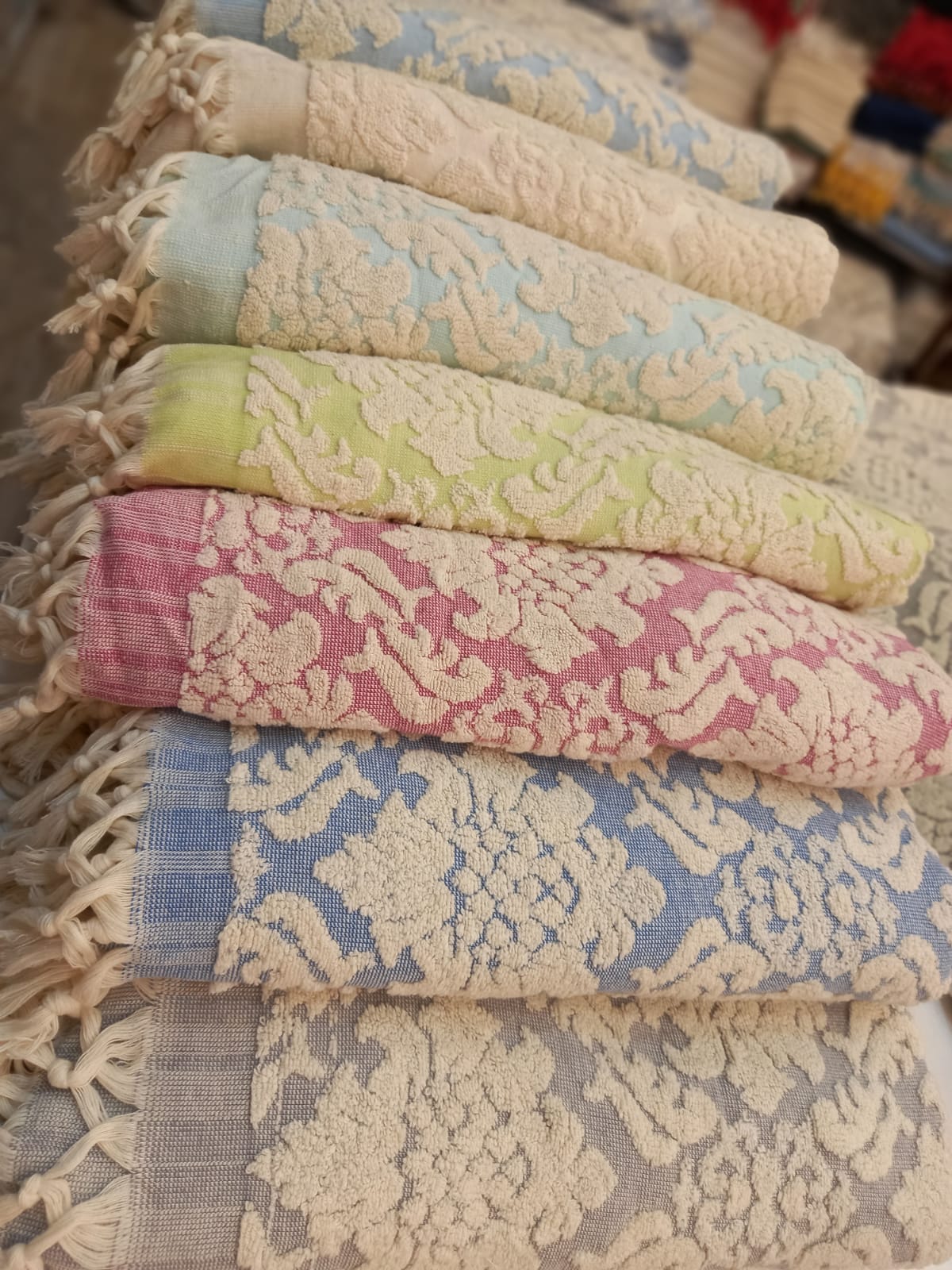 Damascus Design Natural Cotton Bath Towels