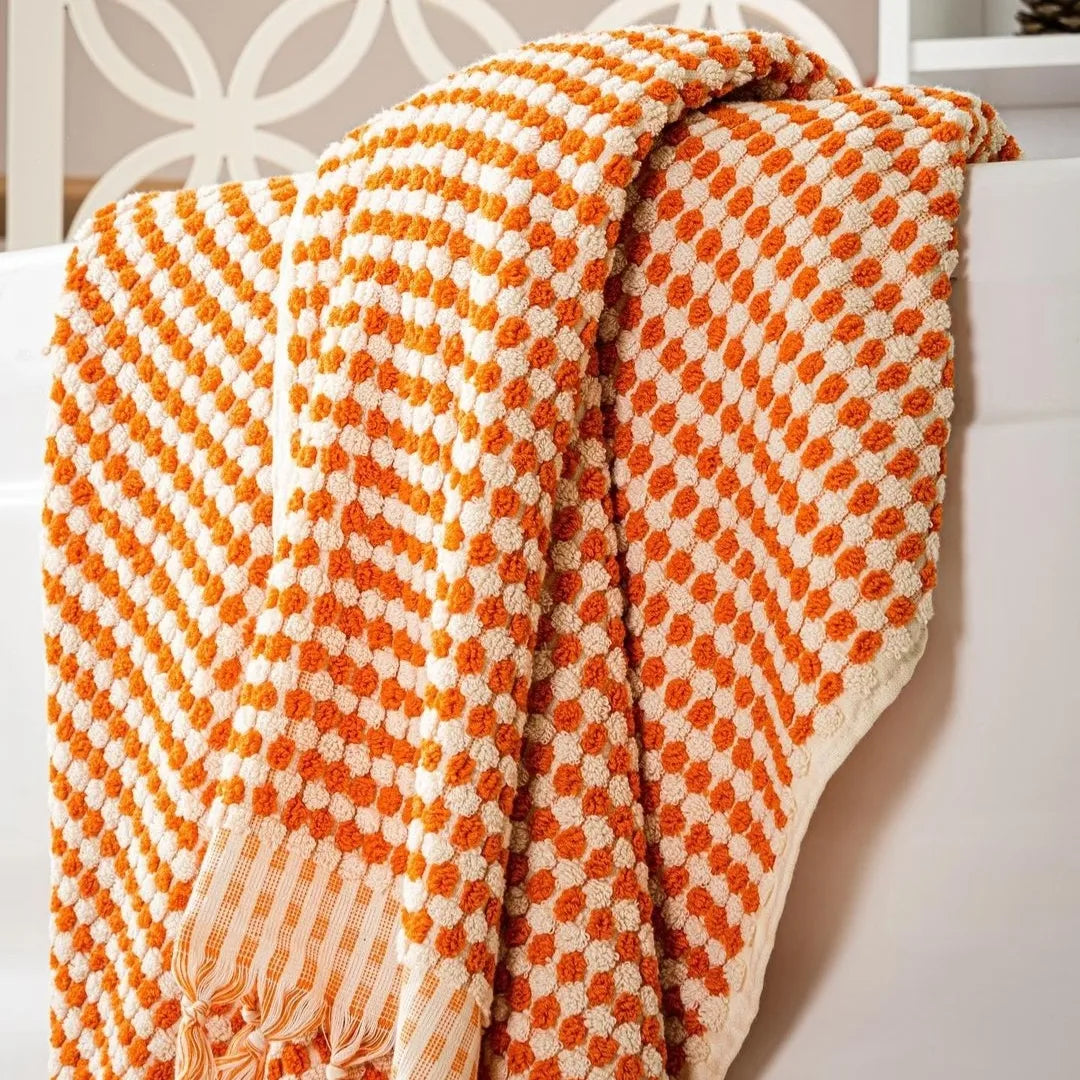 Turkish Hammam Bath Terry Towels Orange Dotted