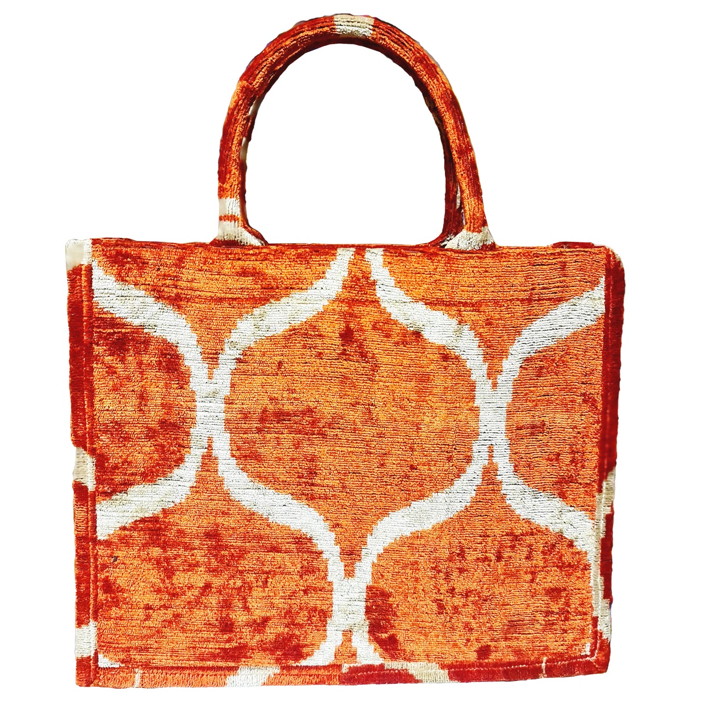 Silk Velvet Ikat Tote Bag Orange