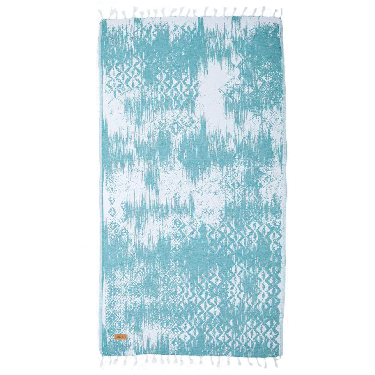 Jacquard Design Natural Cotton Turkish Towel Pestemal Turquoise