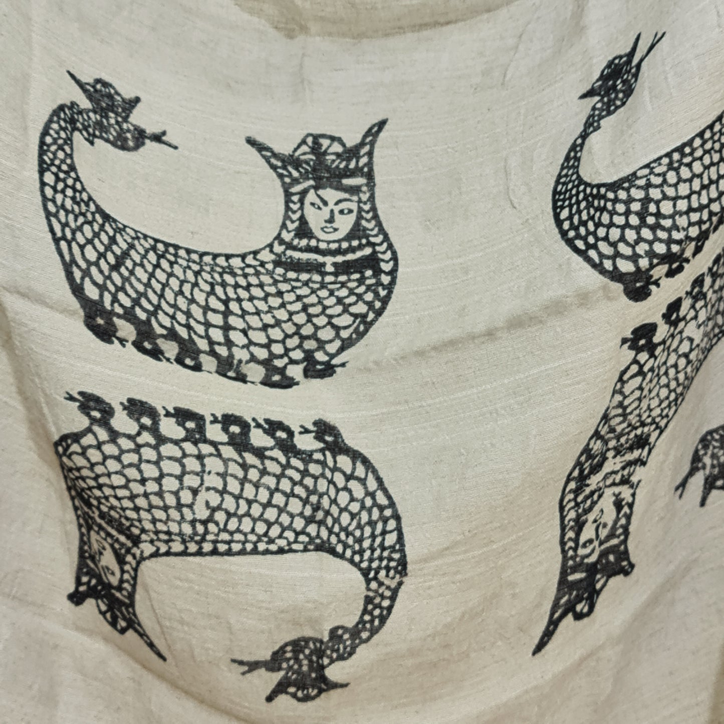 Linen Turkish Towel Pestemal Shahmaran Pattern