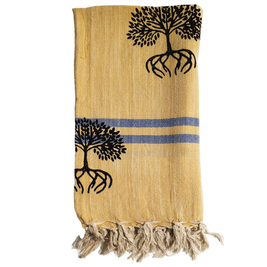 Linen Turkish Towel Pestemal Tree Pattern
