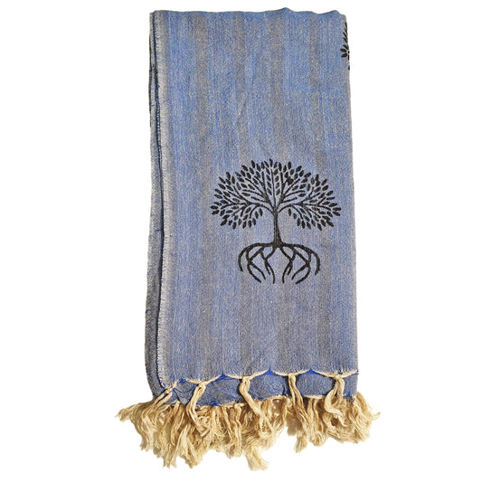 Linen Turkish Towel Pestemal Tree Pattern