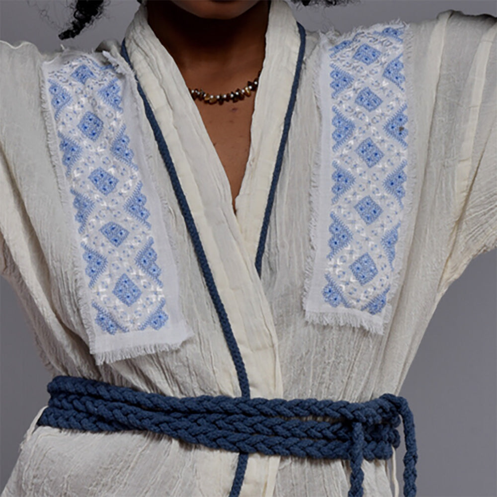 Natural Cotton Hand Embroidered Kimono