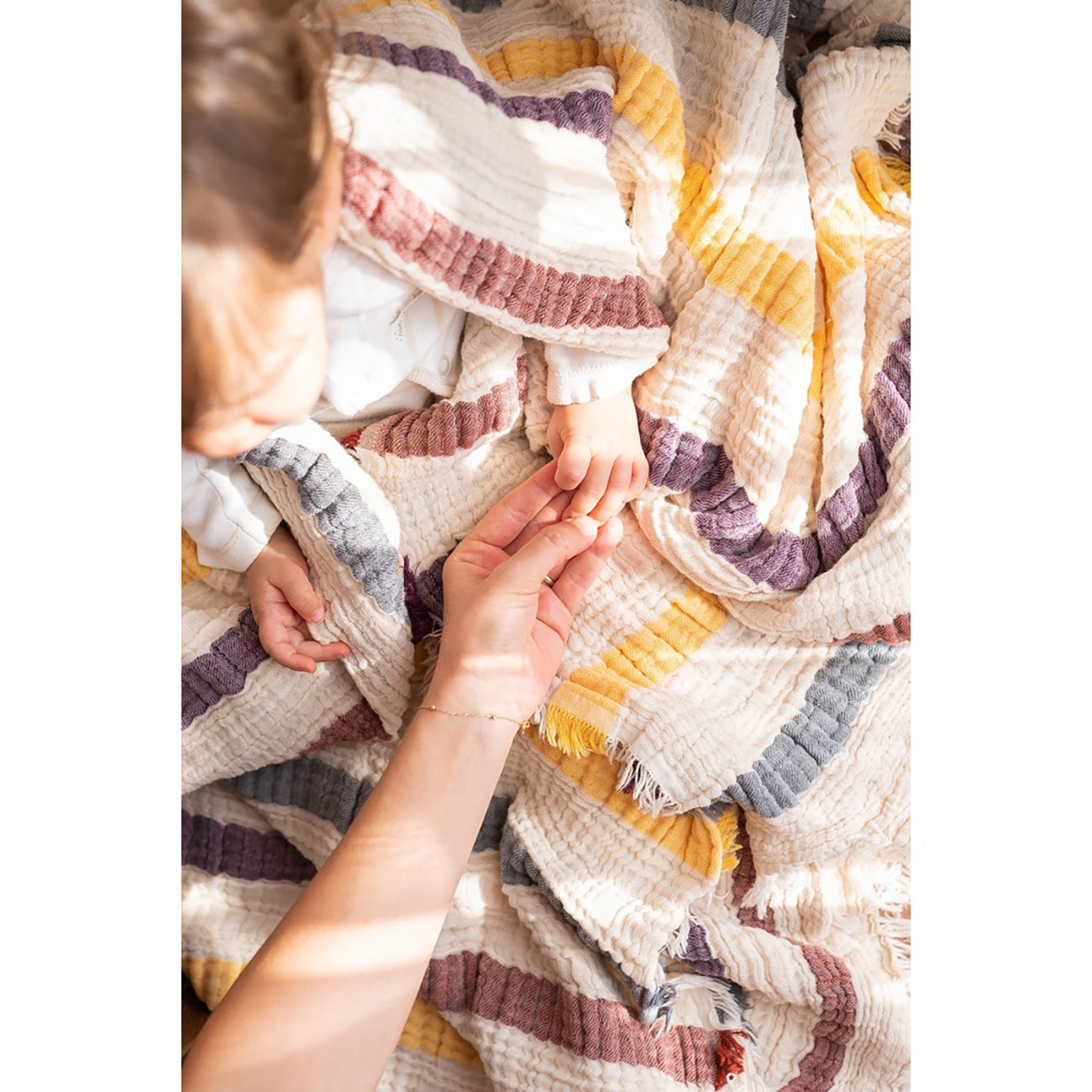 Natural Cotton Muslin Blanket Gauze Blanket Stripes