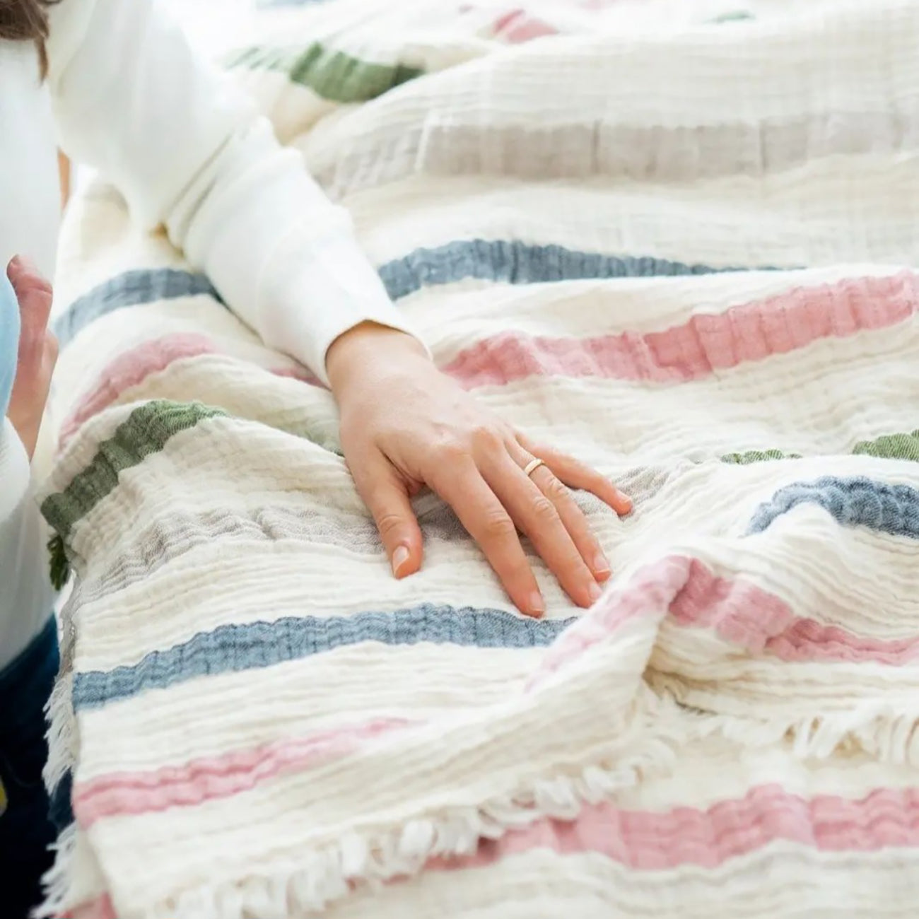 Natural Cotton Muslin Blanket Gauze Blanket Stripes