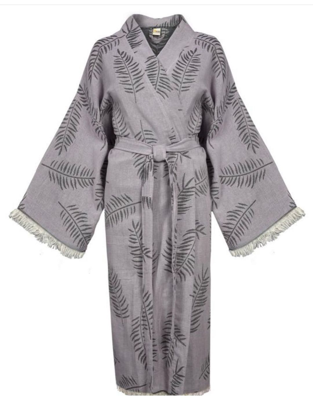 Hand-Woven Natural Cotton Leaves Pattern Turkish Towel Kimono