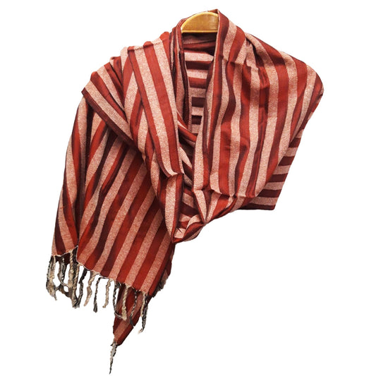 Pure Silk Hand-Woven Scarf Red