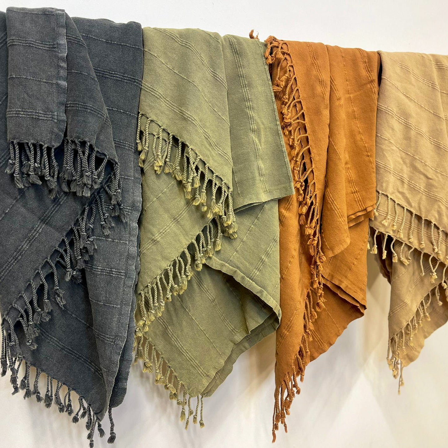 Stone Washed Turkish Towel Pestemal Natural Cotton