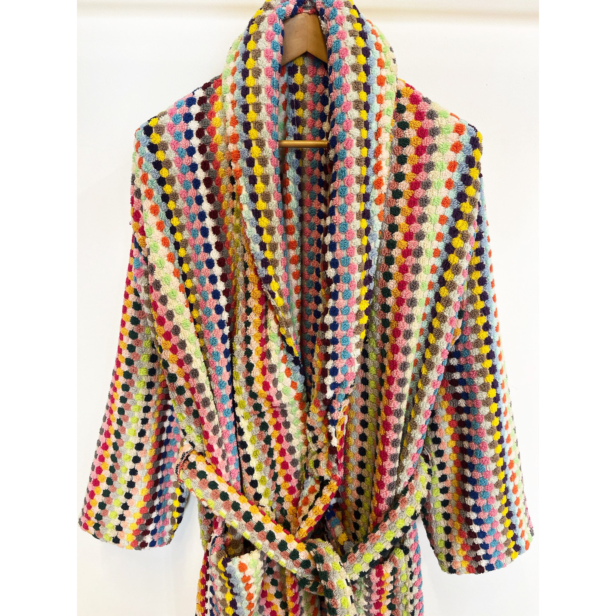 Turkish Terry Towel Bathrobe Multi Color Dotted Pompom Design – Dervis ...