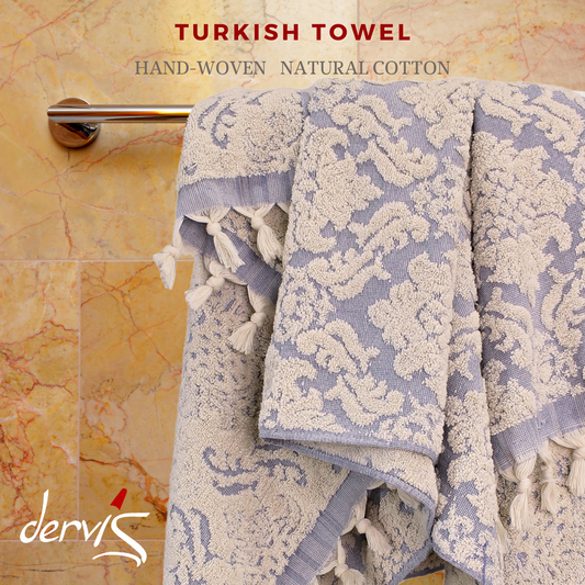 Natural Cotton Hand Woven Turkish Towel Terry Bath Towels