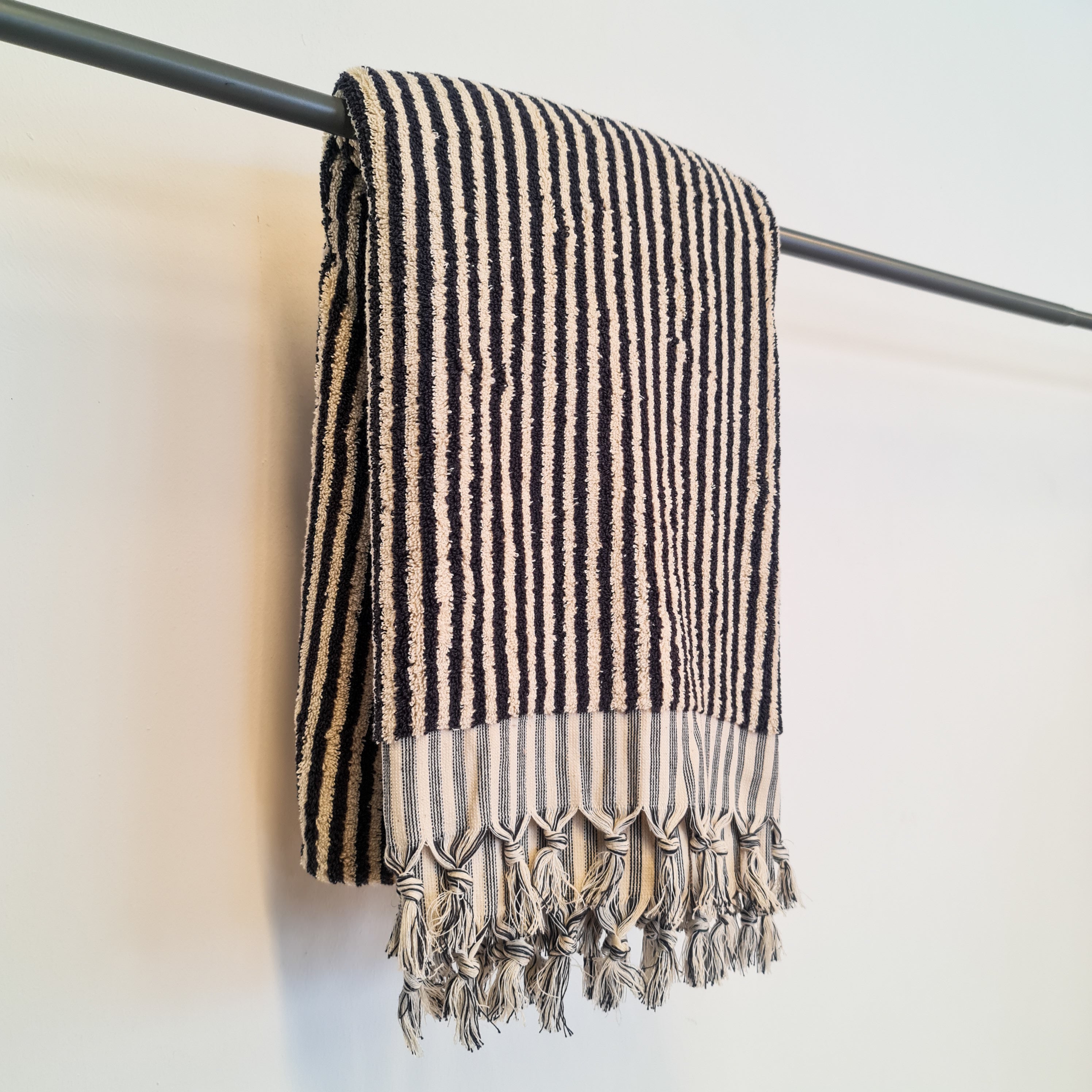 Black discount striped towels