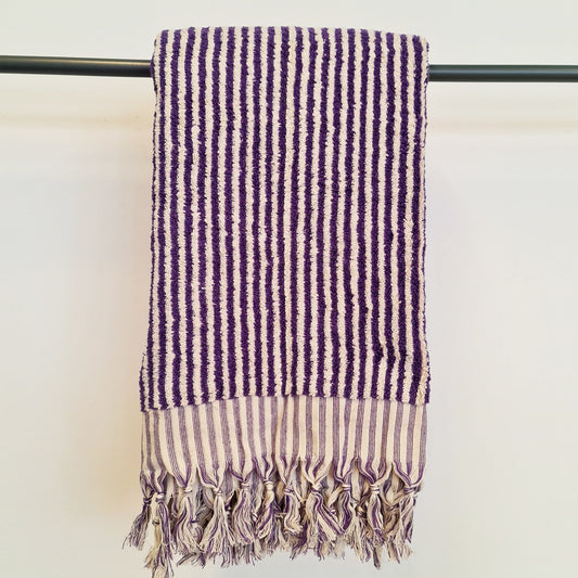 Turkish Hammam Bath Terry Towels Purple Stripe