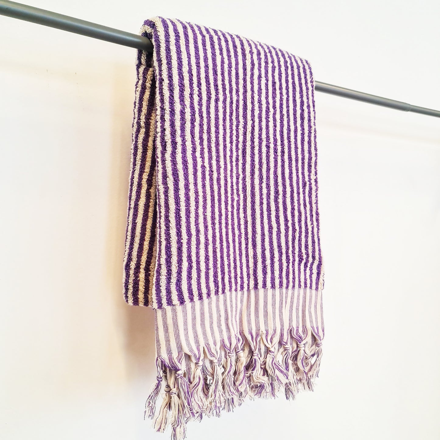 Turkish Hammam Bath Terry Towels Purple Stripe