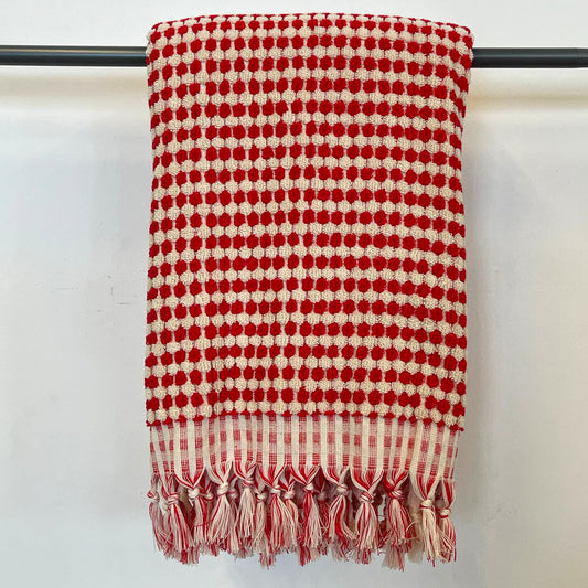 Turkish Hammam Bath Terry Towels Red Dotted