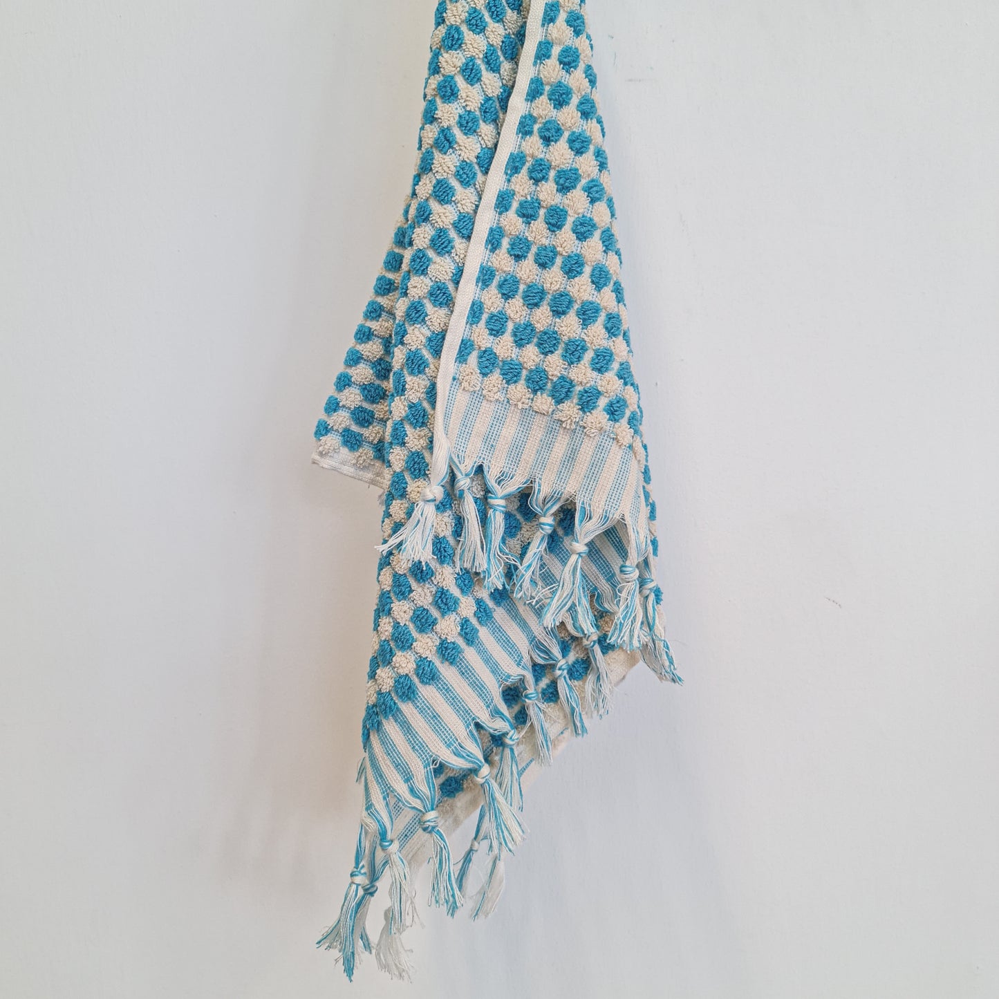 Turkish Hammam Terry Hand Towels Turquoise Dotted