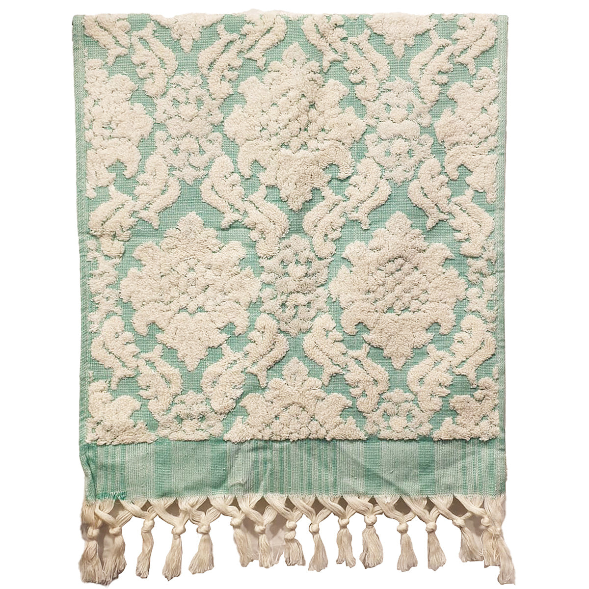 Damascus Design Natural Cotton Hand Towels Green