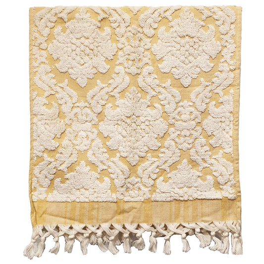 Damascus Design Natural Cotton Hand Towels Yellow