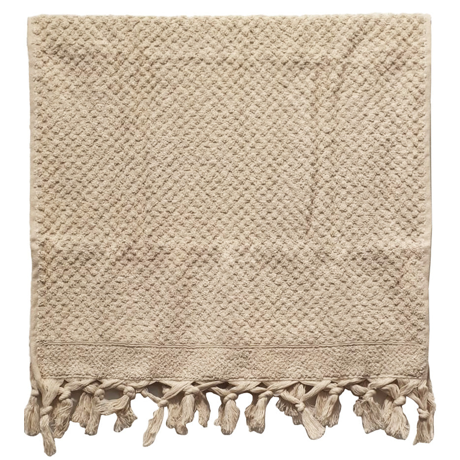 Ecru Dotted Natural Cotton Hand Towel