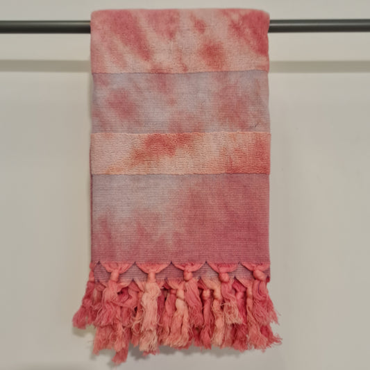 Turkish Terry Cotton Bath Towel Tie-Dye Red