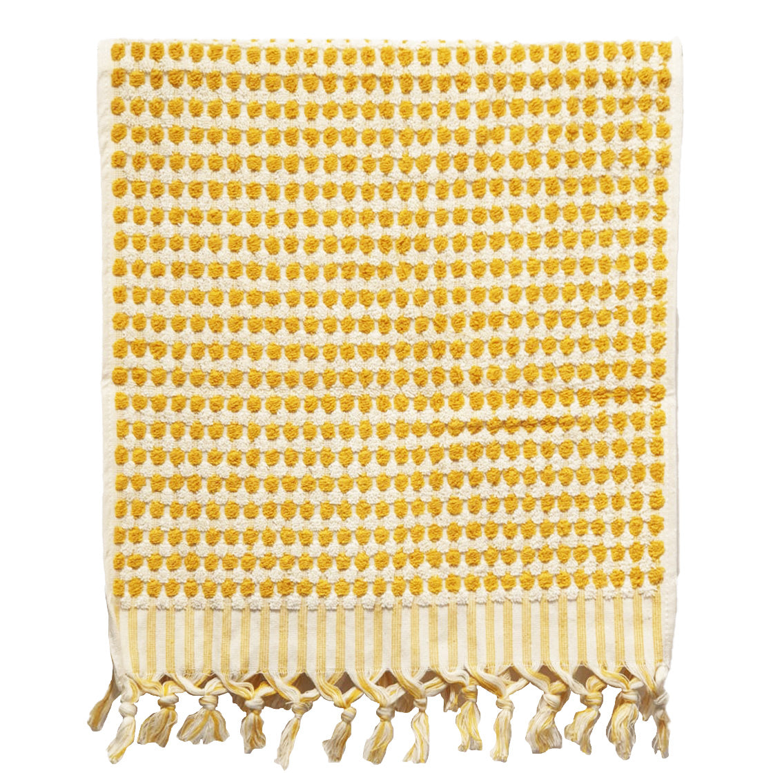 Turkish Terry Natural Cotton Hand Towel Dotted Yellow