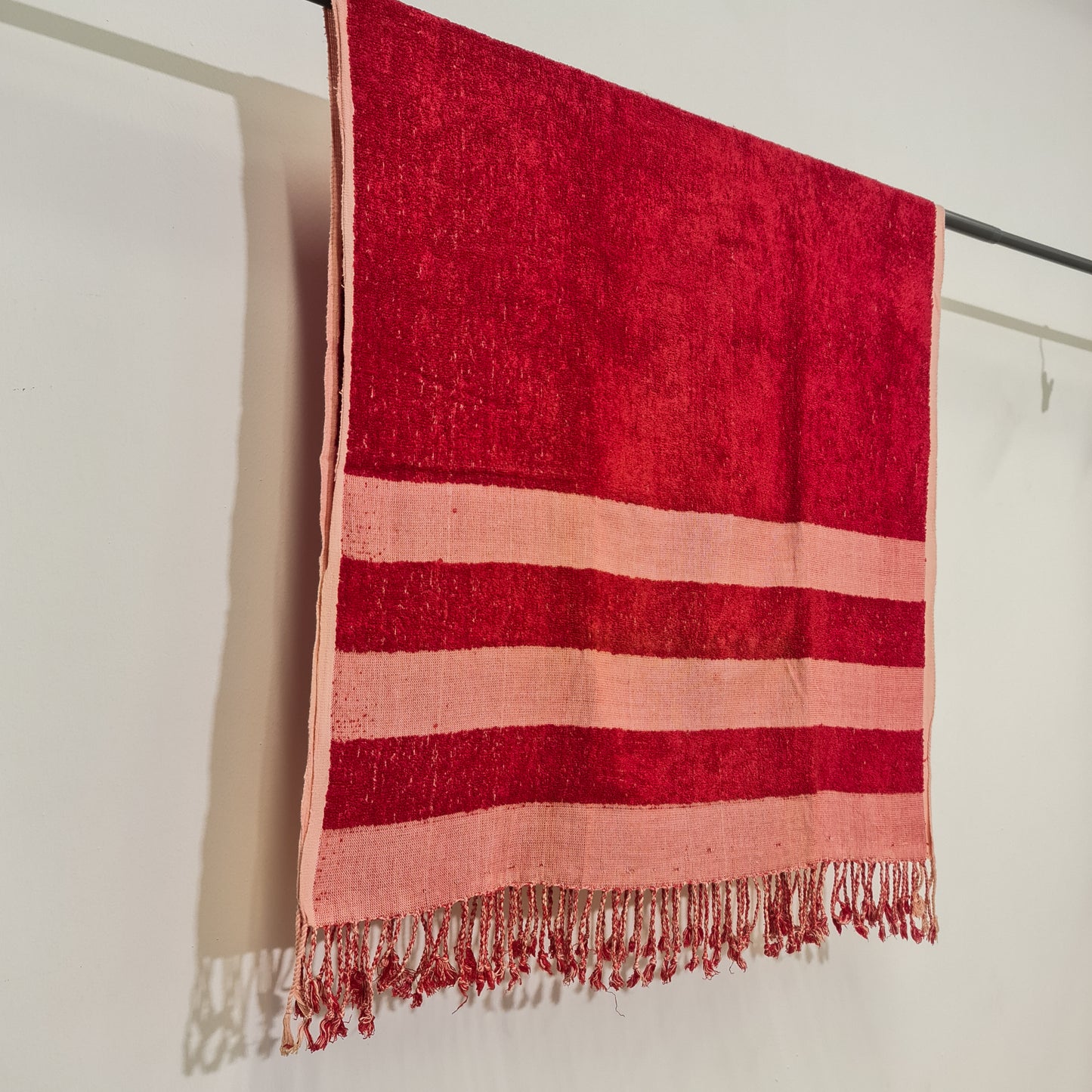 Turkish Terry Silk Bath Towel Red