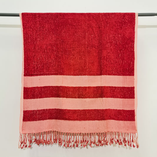 Turkish Terry Silk Bath Towel Red