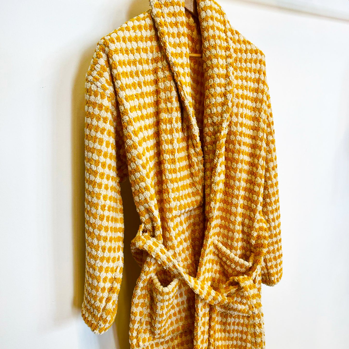 Turkish Terry Towel Bathrobe Golden Dotted Pompom Design