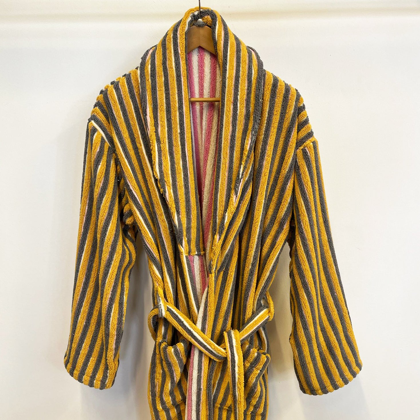 70s buy vtg Striped Turkish Towel Robe