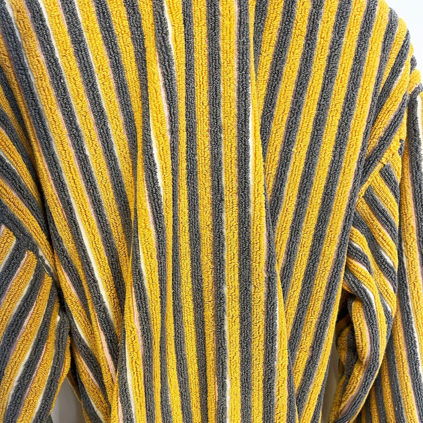 Turkish Terry Towel Bathrobe Yellow Pink Stripe Design