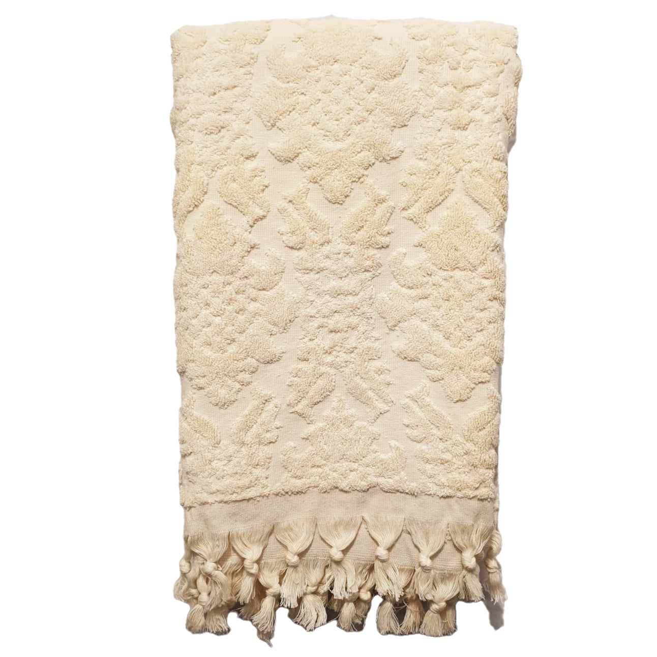 Damascus Design Hand Wowen Natural Cotton Ecru Bath Towel