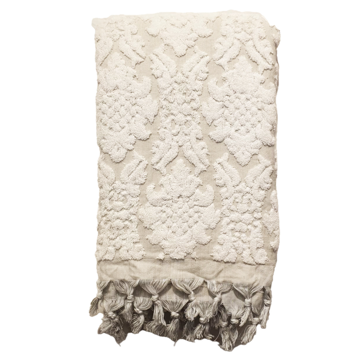 Damascus Design Hand Wowen Natural Cotton Grey Bath Towel