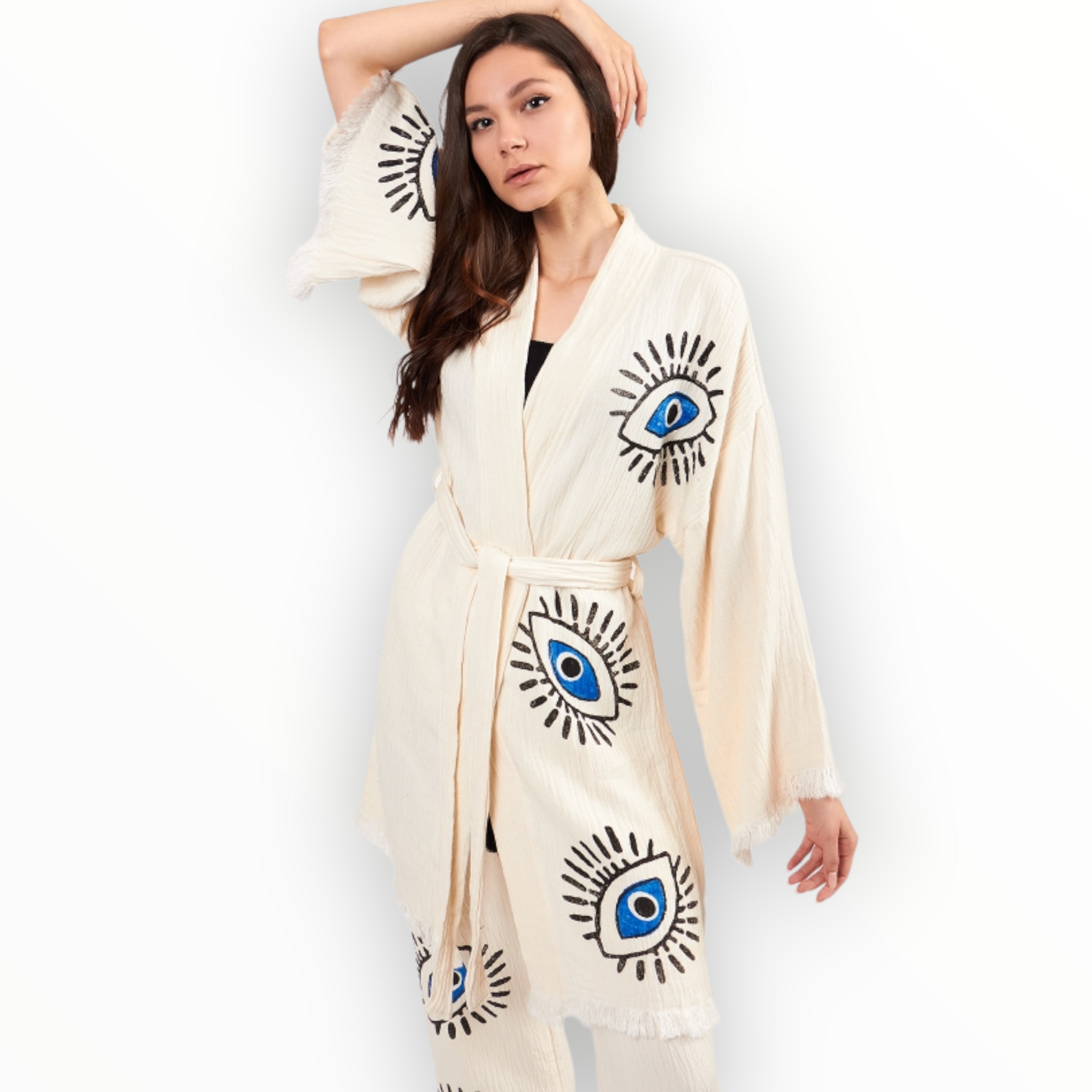 Turkish Towel Eye Print Kimono Kaftan Bathrobe