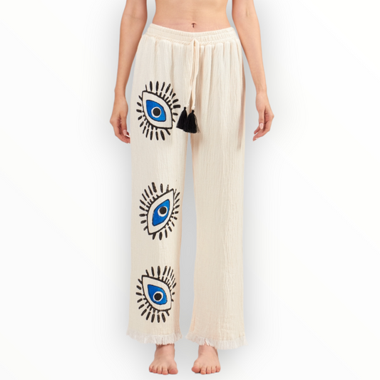 Turkish Towel Eye Print Kimono Pants