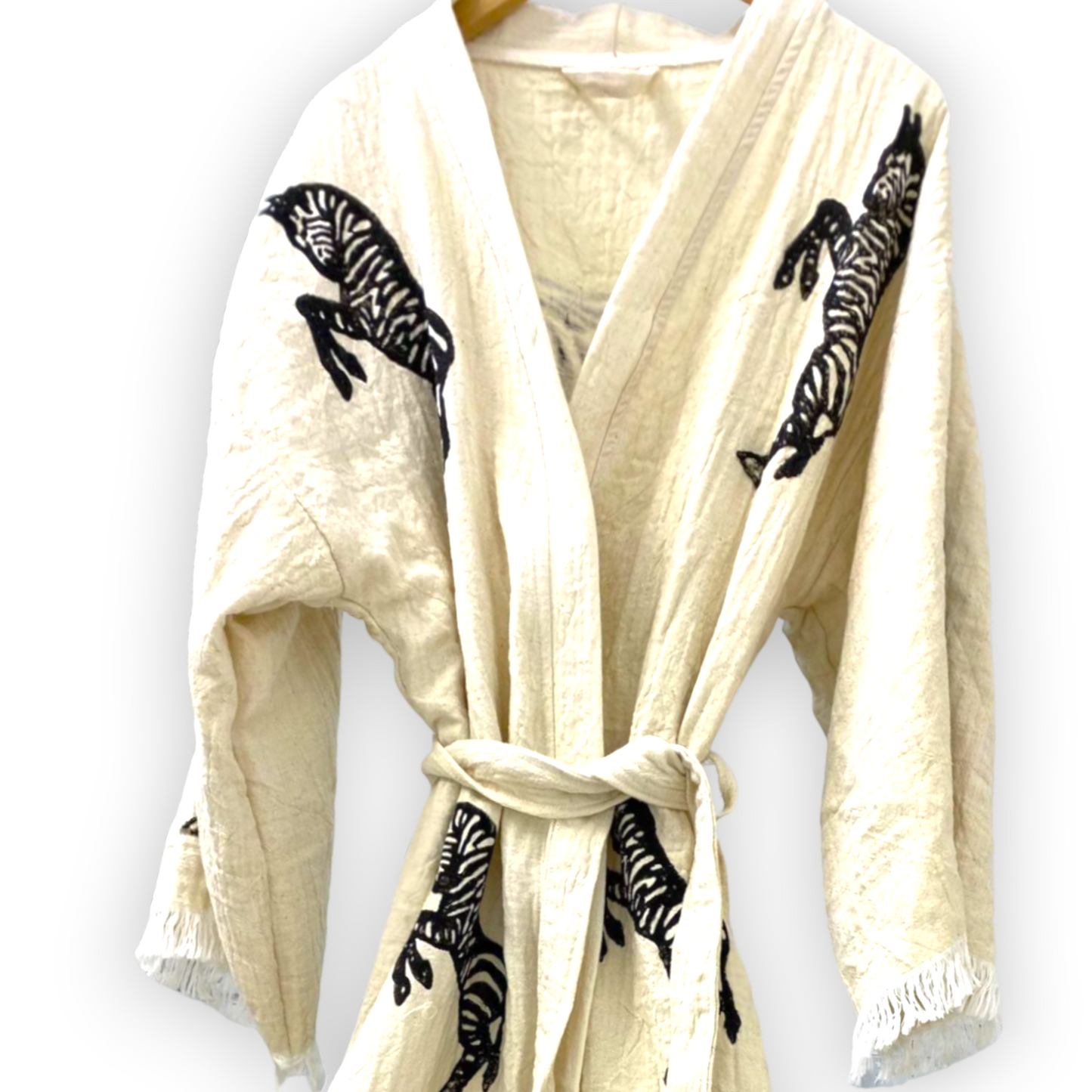 Turkish Towel Kimono Kaftan Bathrobe Zebra Design